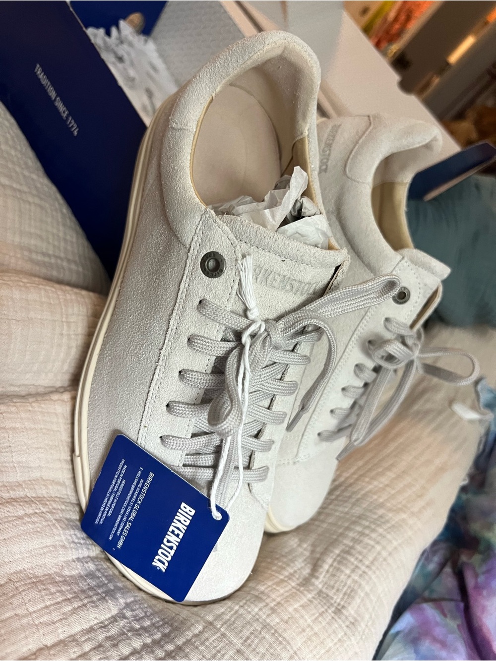 Birkenstock Bend Low Antique White Athletic Shoes Box Label - Picture 3 of 7